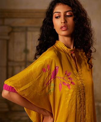 Yellow printed chiffon co ord set 3