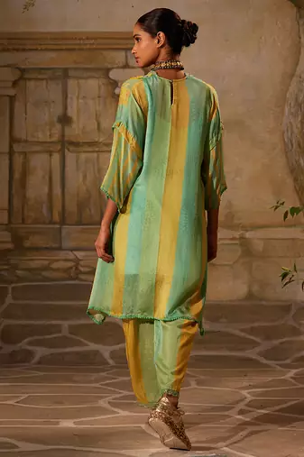 Mint Green printed chiffon kurta set