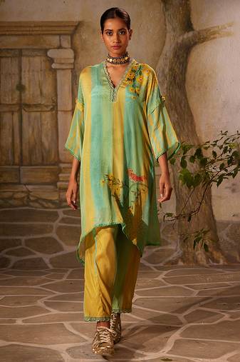 Mint Green printed chiffon kurta set