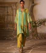 Mint Green printed chiffon kurta set
