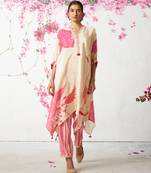 Pink embroidered crepe kurta set