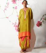 Green embroidered chiffon kurta set