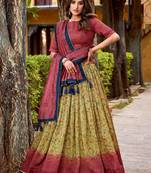 yellow digital printed silk lehenga set choli with dupatta