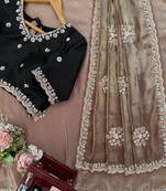 Designer Saree with Beds Embroidery work in trending Fendi silk