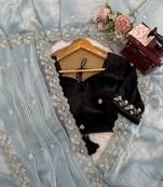 Grey Designer Saree With Beds Embroidery Work In Trending Fendi Silk