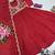 Red embroidered chinon silk gown set with koti, full stitched, flared style, dupatta included