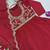 Red embroidered chinon silk gown set with koti, full stitched, flared style, dupatta included