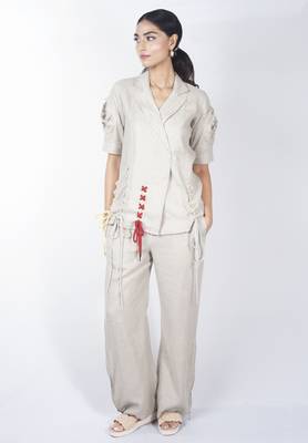 Beige linen co ord set 1