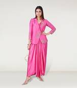 Pink embroidered linen co ord set