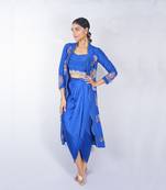 Blue embroidered linen co ord set