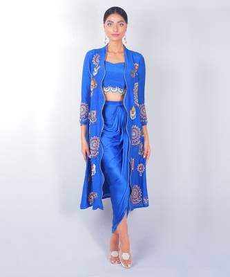 Blue embroidered linen co ord set 2