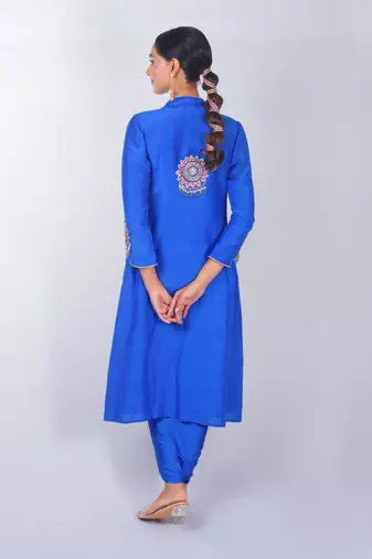Blue embroidered linen co ord set