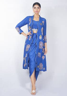 Blue embroidered linen co ord set 4