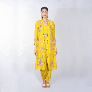 Yellow embroidered linen co ord set 2