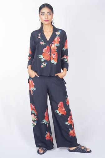 Blue printed linen co ord set