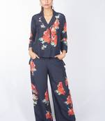 Blue printed linen co ord set