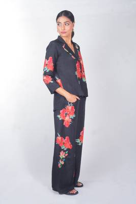 Blue printed linen co ord set 2