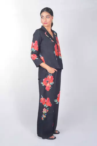 Blue printed linen co ord set