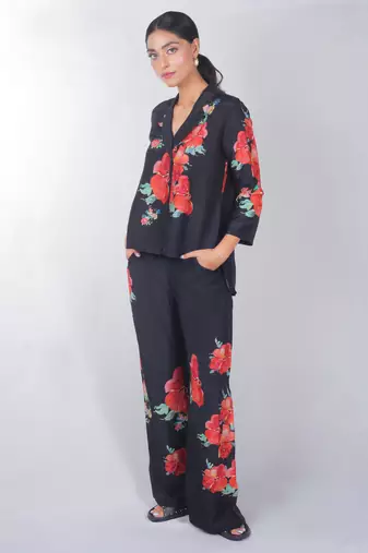 Blue printed linen co ord set