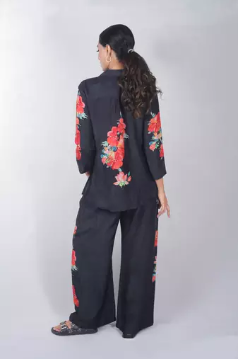 Blue printed linen co ord set