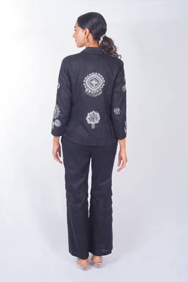 Black embroidered linen co ord set 4