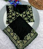 Green Designer Saree In Elegance Velvet With Sequence Work