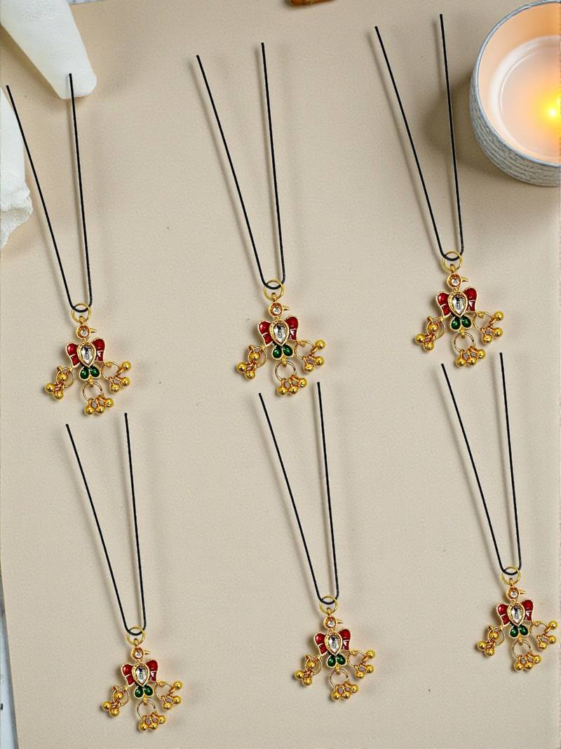 Set of 6 gold plated kundan bird design juda pins head jewellery