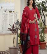 pink floral printed cotton kurta trouser and dupatta set