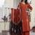 orange floral printed cotton kurta trouser and dupatta set