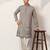 Grey viscose silk thread & sequins embroidered work wedding festival marriage party wear straight mens kurta