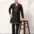 BLACK VISCOSE SILK THREAD & SEQUINS EMBROIDERED WORK WEDDING FESTIVAL MARRIAGE PARTY WEAR STRAIGHT MENS KURTA WITH PANT