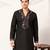 Black viscose silk thread & sequins embroidered work wedding festival marriage party wear straight mens kurta with pant