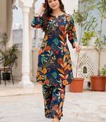 multicolor floral printed cotton kurta & trouser