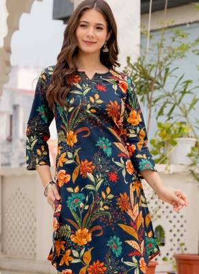 multicolor floral printed cotton kurta & trouser 4