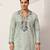 PISTA GREEN VISCOSE SILK THREAD & SEQUINS EMBROIDERED WORK WEDDING FESTIVAL  PARTY WEAR STRAIGHT MENS KURTA WITH PANT