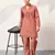 ORANGE VISCOSE SILK THREAD & SEQUINS EMBROIDERED WORK WEDDING FESTIVAL MARRIAGE PARTY WEAR STRAIGHT MENS KURTA WITH PANT