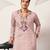 Light pink viscose silk thread & sequins embroidered work wedding festival party wear straight mens kurta with pant