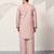 Light pink viscose silk thread & sequins embroidered work wedding festival party wear straight mens kurta with pant