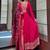 red floral embroidered silk kurta trouser and dupatta set