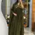 green floral embroidered cotton kurta trouser and dupatta set