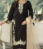 Black embroidered silk pakistani salwar suit
