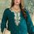 Blue embroidered silk pakistani salwar suit