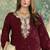 Maroon embroidered silk pakistani salwar suit