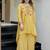 Women ethnic motifs embroidered regular thread work kurta with palazzos