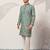 Pista green viscose silk thread & sequins embroidered work wedding festival marriage party wear straight mens kurta