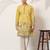 Yellow viscose silk thread & sequins embroidered work wedding festival marriage party wear straight mens kurta
