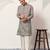 Grey viscose silk thread & sequins embroidered work wedding festival marriage party wear straight mens kurta