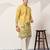 YELLOW VISCOSE SILK THREAD & SEQUINS EMBROIDERED WORK WEDDING FESTIVAL MARRIAGE PARTY WEAR STRAIGHT MENS KURTA