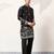 Black viscose silk thread & sequins embroidered work wedding festival marriage party wear straight mens kurta