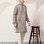 Grey viscose silk thread & sequins embroidered work wedding festival marriage party wear straight mens kurta